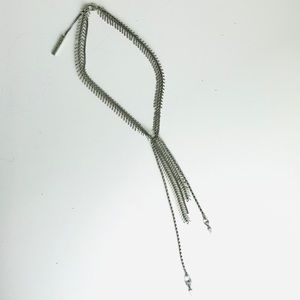 BCBG Layered Chain Silver Diamond Necklace